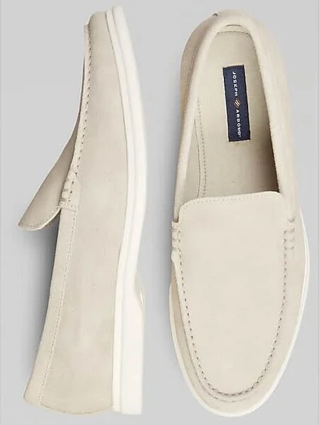 Joseph Abboud Men's Suede Venetian Loafers Stone