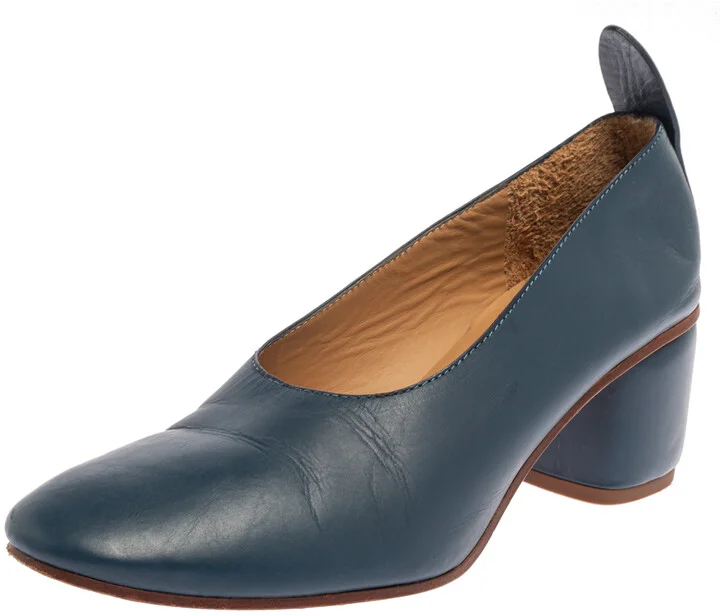 Joseph Blue Leather Block Heel Pumps Size 38.5