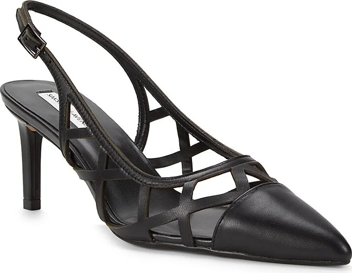 Josephine 70MM Leather Cutout Slingback Pumps - Image 2