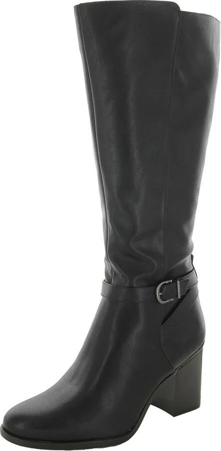 Joslynn Womens Faux Leather Wide Calf Knee-High Boots