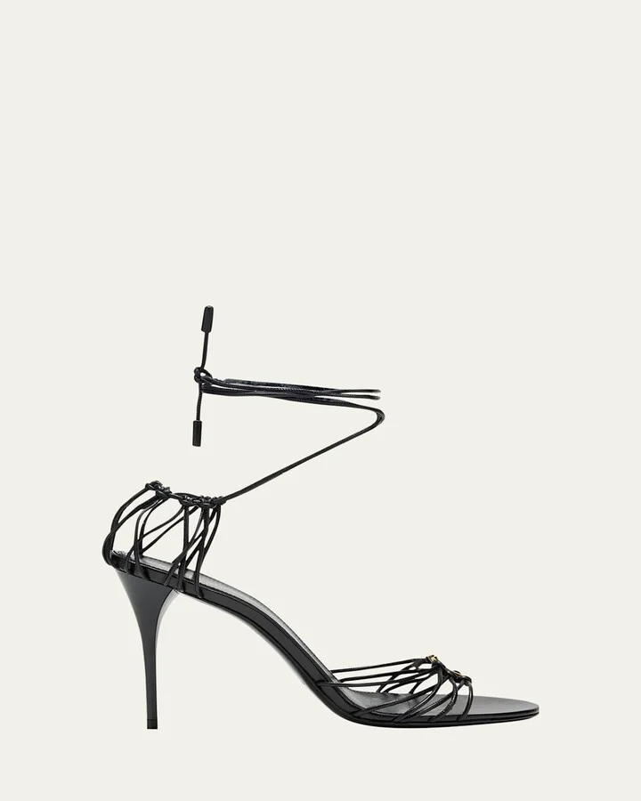 Jota Strappy YSL Ankle-Wrap Sandals