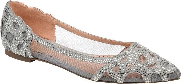 Journee Collection Batavia Flat Women's Shoes Grey : 8.5 M, Mesh/Synthetic