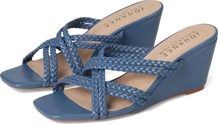Journee Collection Baylen Women's Wedge Shoes Blue : 10 M