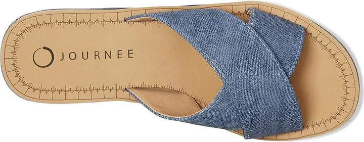 Journee Collection Biara Women's Wedge Shoes Denim : 12 M, Faux Leather - Image 2