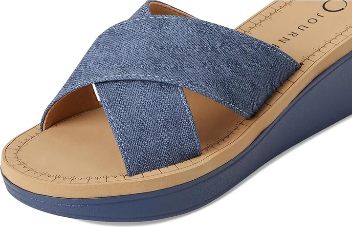 Journee Collection Biara Women's Wedge Shoes Denim : 12 M, Faux Leather - Image 7