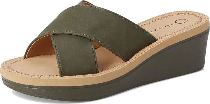 Journee Collection Biara Women's Wedge Shoes Olive : 8 M, Faux Leather - Image 5