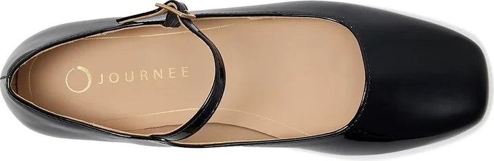 Journee Collection Carrie Flat Women's Dress Flat Shoes Patent/Black : 7 M, Suede - Image 2