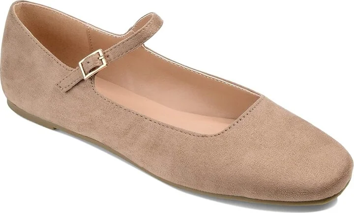 Journee Collection Carrie Flat Women's Shoes Taupe : 7 W, Faux Leather