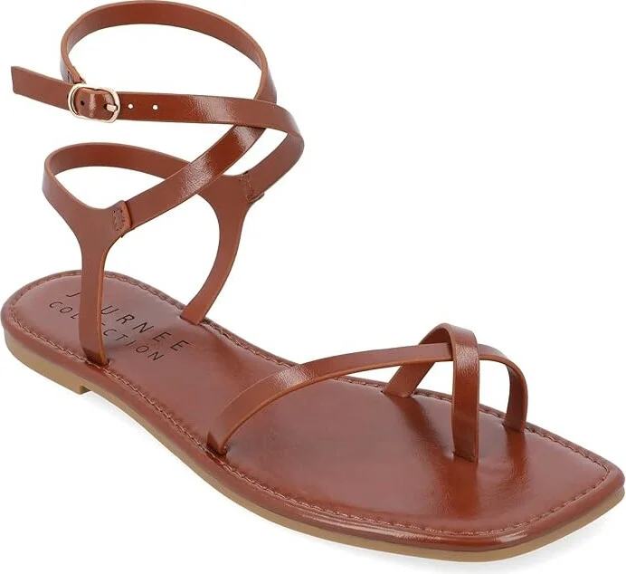 Journee Collection Charra Women's Sandals Cognac : 6 M, Synthetic