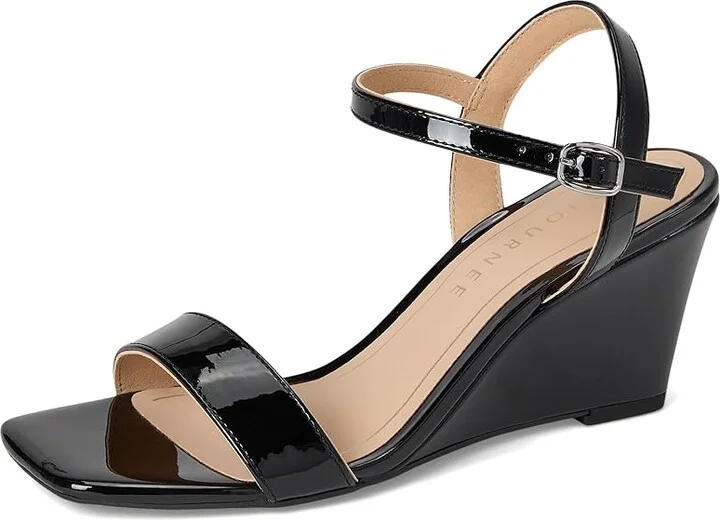 Journee Collection Clayr Women's Sandals Patent/Black : 8.5 M, Faux Leather - Image 5