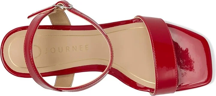 Journee Collection Clayr Women's Sandals Patent/Red : 8 M, Faux Leather - Image 2