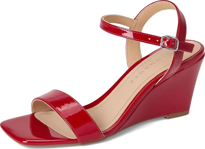 Journee Collection Clayr Women's Sandals Patent/Red : 8 M, Faux Leather - Image 5
