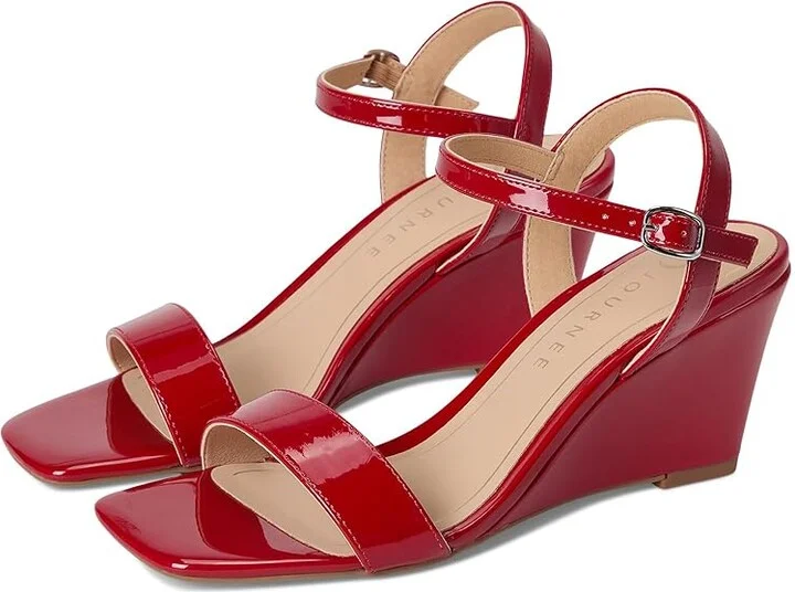 Journee Collection Clayr Women's Sandals Patent/Red : 8 M, Faux Leather