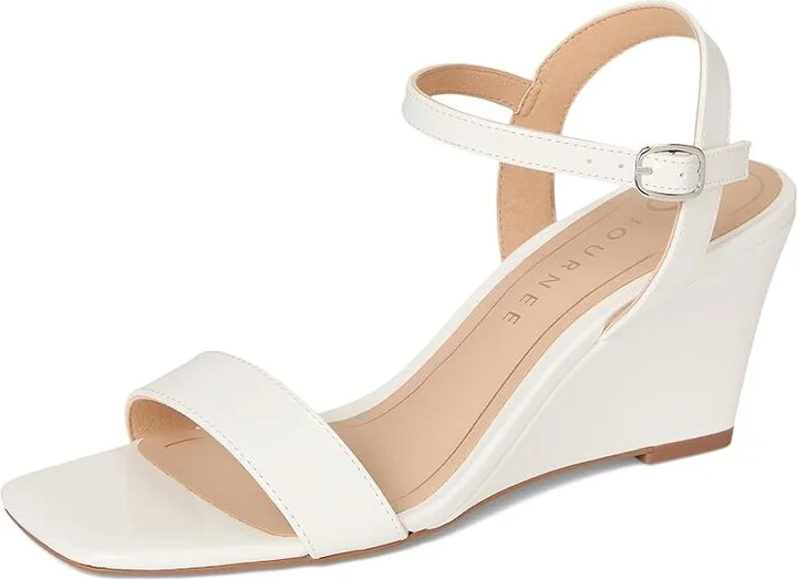 Journee Collection Clayr Women's Sandals Patent/White : 11 M, Faux Leather - Image 5