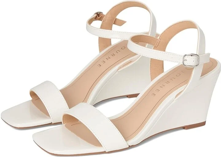 Journee Collection Clayr Women's Sandals Patent/White : 11 M, Faux Leather