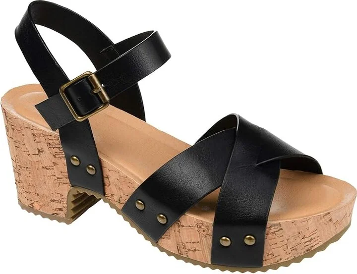 Journee Collection Comfort Foamtm Valentina Sandals Women's Shoes Black : 9.5 M, Synthetic
