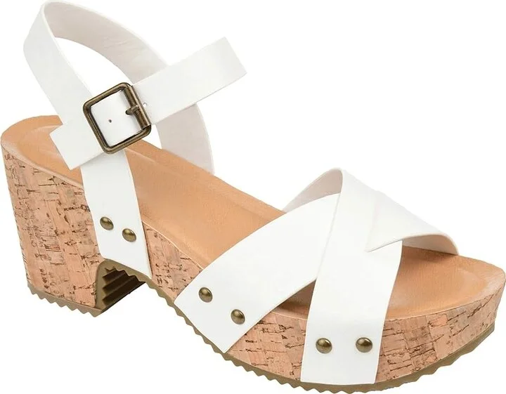Journee Collection Comfort Foamtm Valentina Sandals Women's Shoes White : 9.5 M, Synthetic