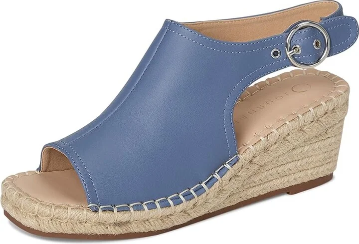 Journee Collection Crew Women's Wedge Shoes Blue : 9 M, Faux Leather - Image 5