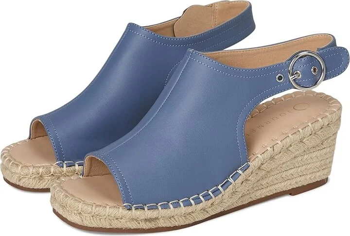 Journee Collection Crew Women's Wedge Shoes Blue : 9 M, Faux Leather
