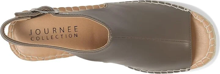 Journee Collection Crew Women's Wedge Shoes Taupe : 9 M, Faux Leather - Image 2