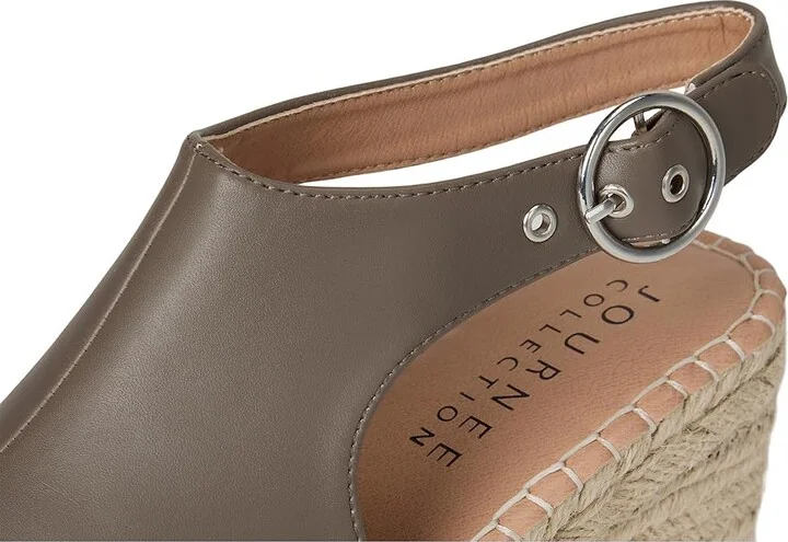 Journee Collection Crew Women's Wedge Shoes Taupe : 9 M, Faux Leather - Image 7