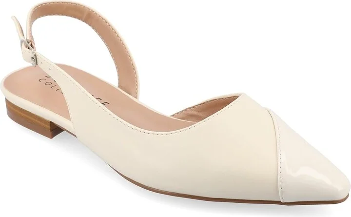Journee Collection Daphnne Women's Flat Shoes Ivory : 5.5 M, Leather