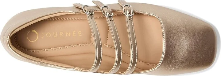 Journee Collection Darlin Women's Dress Flat Shoes Gold : 6.5 W, Faux Leather - Image 2