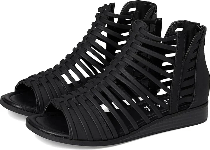 Journee Collection DELILAH Women's Wedge Shoes Black : 7 W, Faux Leather