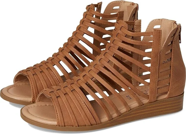 Journee Collection DELILAH Women's Wedge Shoes Brown : 7 W, Faux Leather