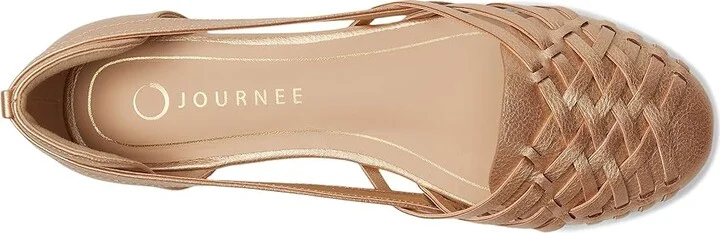 Journee Collection Ekko Flat Women's Shoes Champagne : 9.5 M, Faux Leather - Image 2
