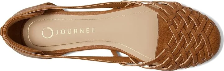 Journee Collection Ekko Flat Women's Shoes Cognac : 6.5 M, Faux Leather - Image 2