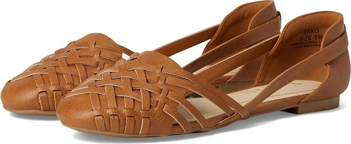 Journee Collection Ekko Flat Women's Shoes Cognac : 6.5 M, Faux Leather