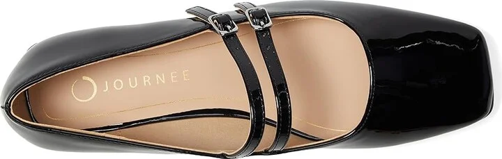 Journee Collection Gredah Women's Flat Shoes Patent/Black : 7.5 M, Synthetic - Image 2