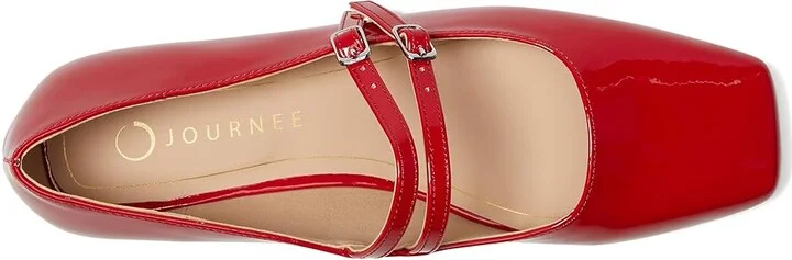 Journee Collection Gredah Women's Flat Shoes Patent/Red : 6.5 M, Synthetic - Image 2