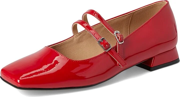 Journee Collection Gredah Women's Flat Shoes Patent/Red : 6.5 M, Synthetic - Image 5