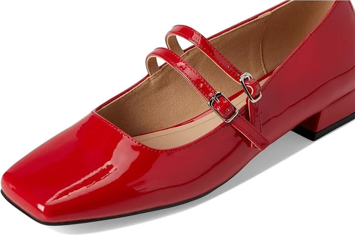 Journee Collection Gredah Women's Flat Shoes Patent/Red : 6.5 M, Synthetic - Image 7