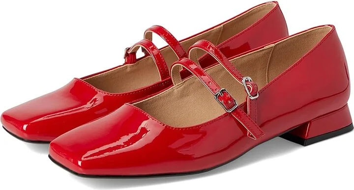 Journee Collection Gredah Women's Flat Shoes Patent/Red : 6.5 M, Synthetic