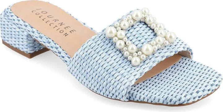 Journee Collection Justina Women's Sandals Blue : 10 M, Synthetic