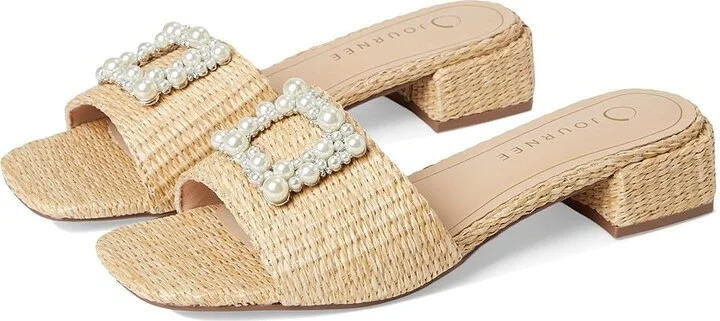 Journee Collection Justina Women's Sandals Natural : 6 M, Synthetic