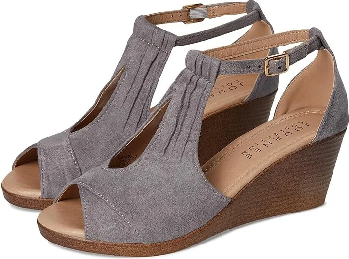 Journee Collection Kedzie Women's Wedge Shoes Grey : 9 M, Synthetic
