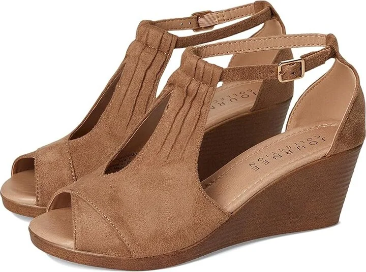 Journee Collection Kedzie Women's Wedge Shoes Taupe : 6.5 M, Synthetic