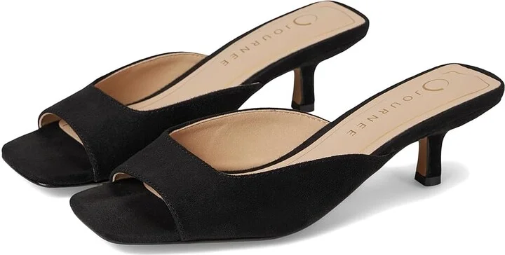 Journee Collection Larna Women's Sandals Black : 8.5 W, Synthetic