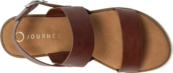 Journee Collection Lavine Women's Sandals Brown : 9.5 W, Faux Leather - Image 2