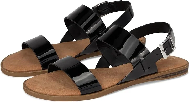 Journee Collection Lavine Women's Sandals Patent/Black : 9.5 W, Faux Leather