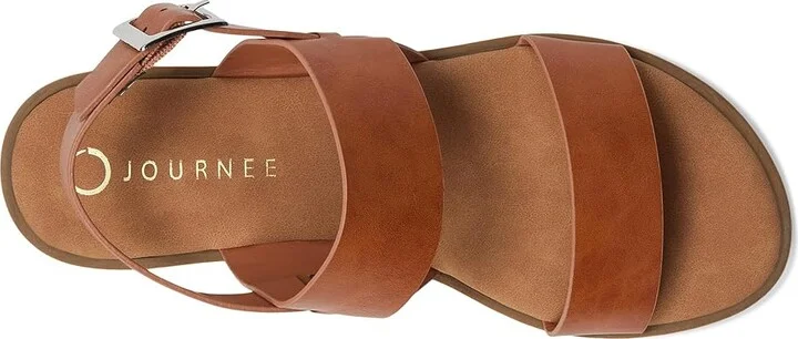 Journee Collection Lavine Women's Sandals Tan : 8.5 W, Faux Leather - Image 2