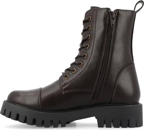 Journee Collection Medium and Wide Width Women's Aaley Combat Inside Zip Bootie, Brown 7.5W - Image 2