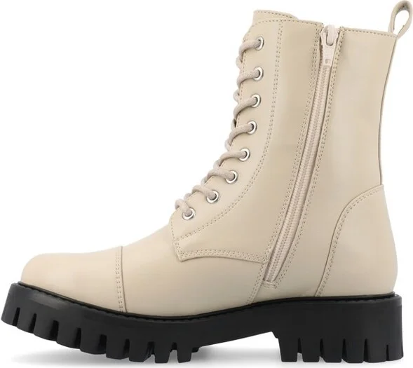 Journee Collection Medium and Wide Width Women's Aaley Combat Inside Zip Bootie, Brown 7.5W - Image 3