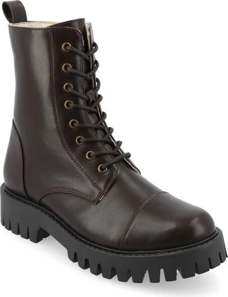 Journee Collection Medium and Wide Width Women's Aaley Combat Inside Zip Bootie, Brown 7.5W