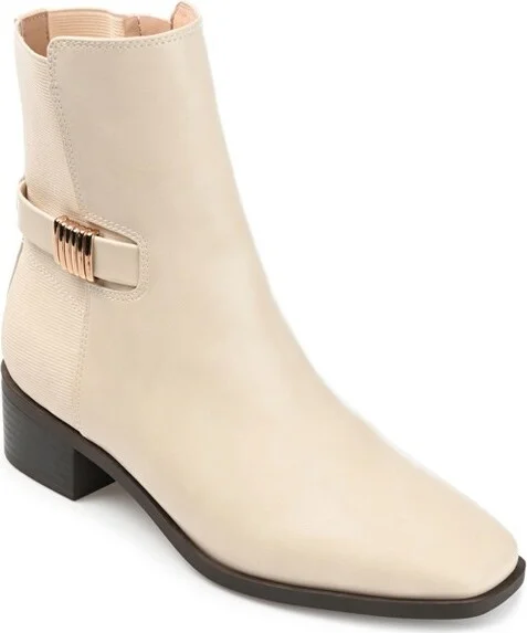 Journee Collection Medium and Wide Width Women's Aubrie Bootie Off White 7.5WD
