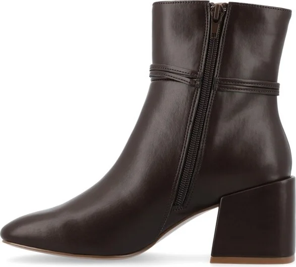 Journee Collection Medium and Wide Width Women's Beverley Booties Brown 9.5WD - Image 2